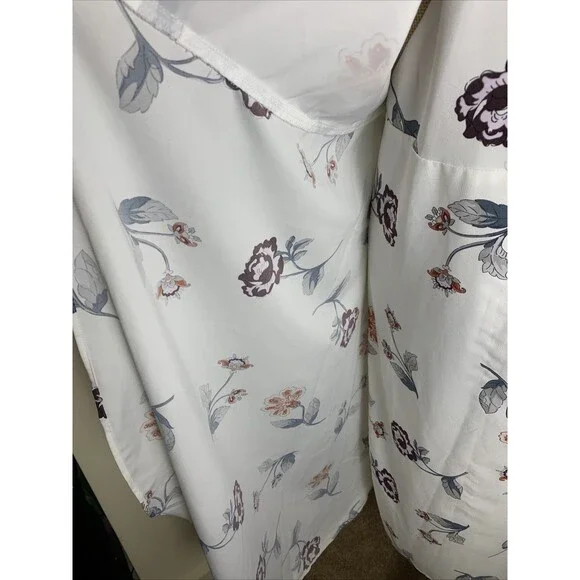 Ann Taylor Loft Floral Print Ruffled Wrap Dress White Side Tie Small Event Flora - Picture 14 of 16